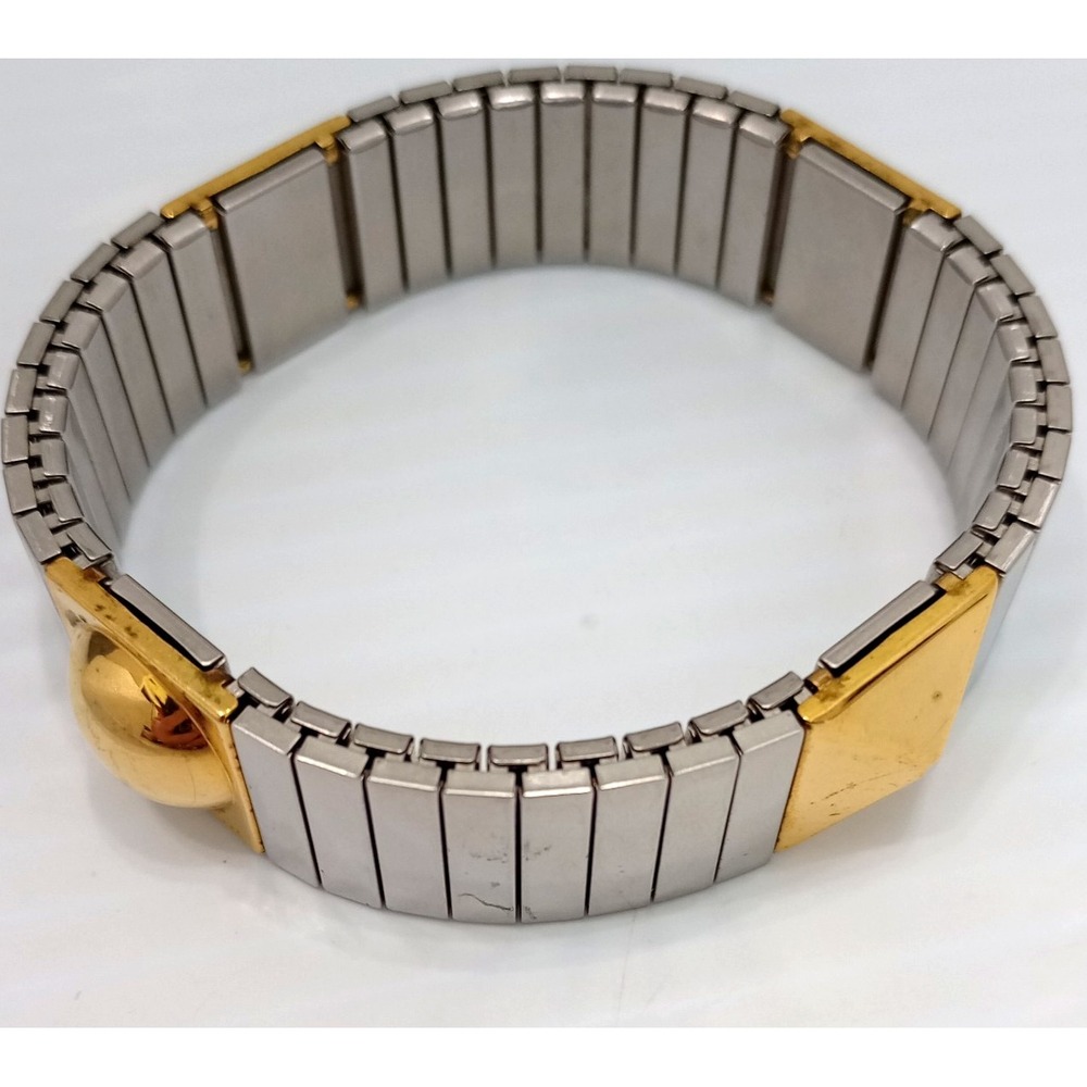 AVON Stretch Bracelet Two Tone Gold Silver Pyramid Stud 7-8"‎